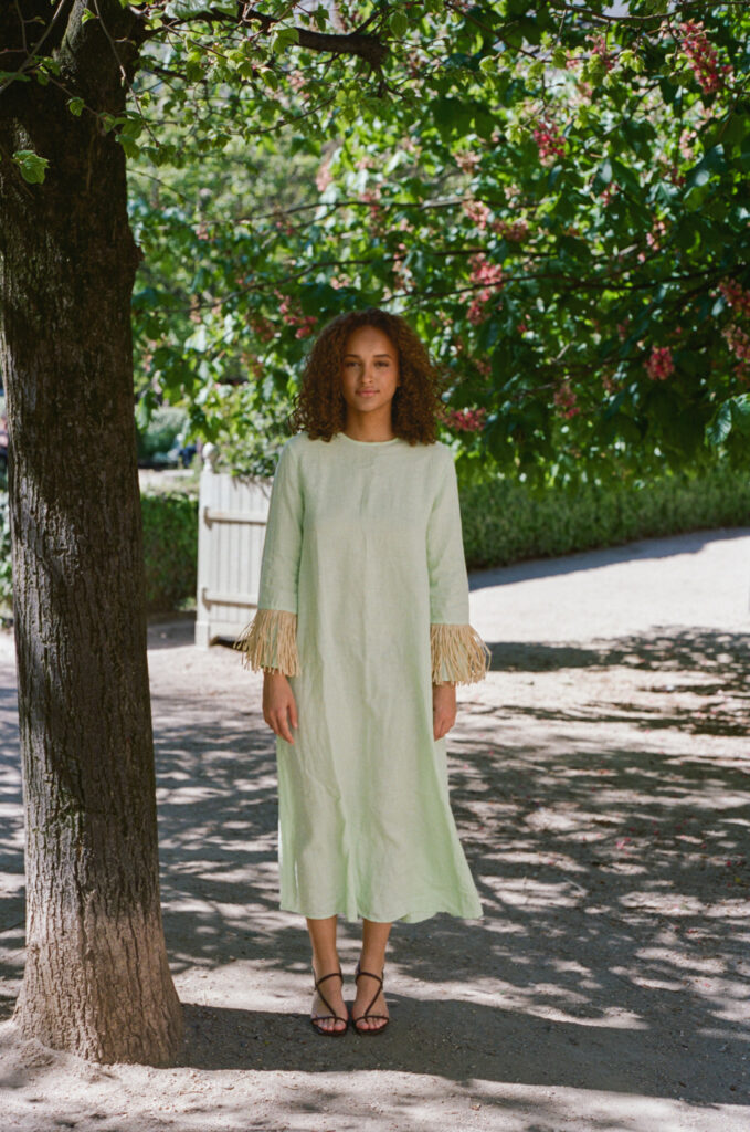 robe verte louée pour un mariage